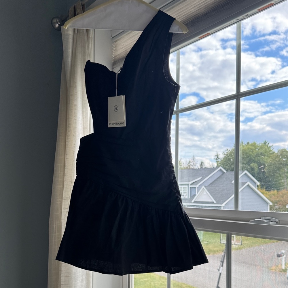 Peppermayo Black One Shoulder Dress